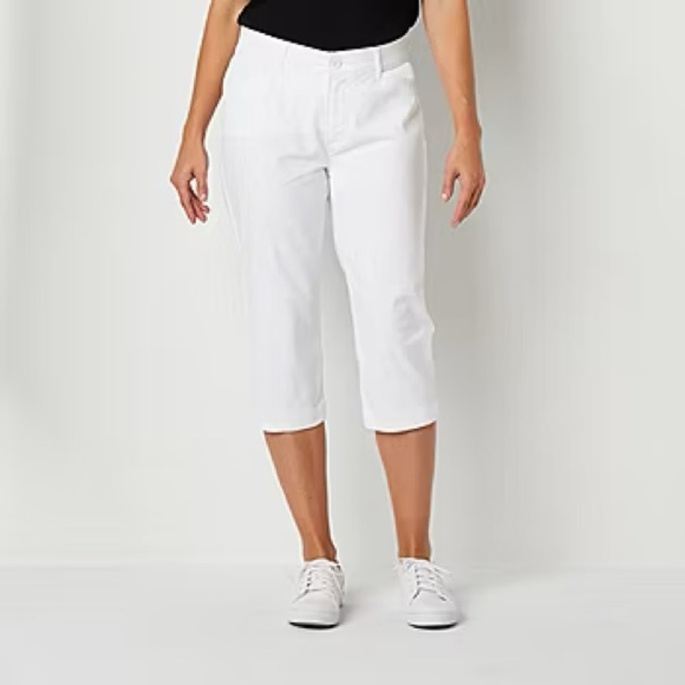 Two Pairs of Women’s Secretly Slender Capri Pants, Khaki & White, Size 10, NWT - Picture 2 of 7